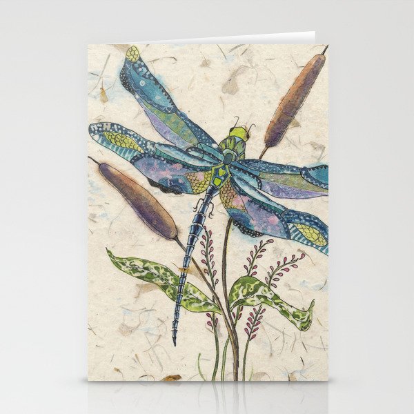 ""Dragonflies and Cattails" Stationery Cards