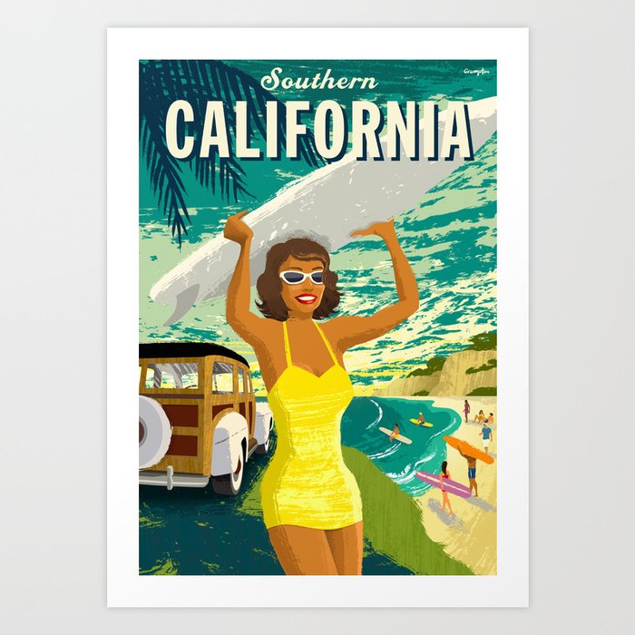 Southern California Travel Poster Art Print