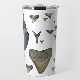Fossil shark teeth watercolor Travel Mug