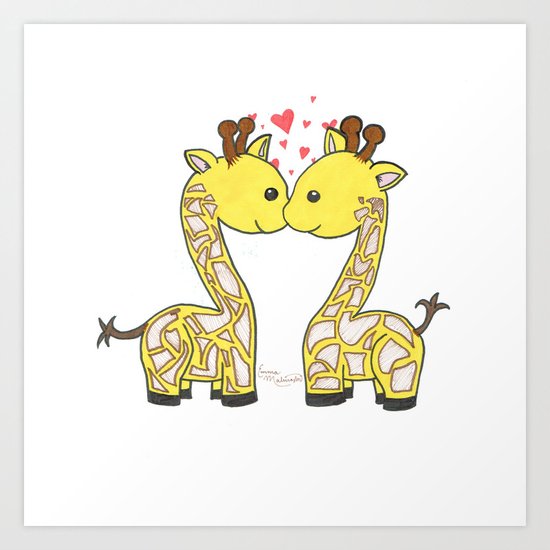Giraffes in Love Art Print