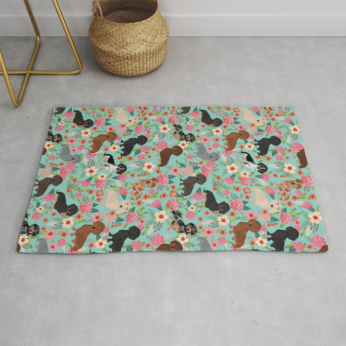 Dachshund floral dog breed pet patterns doxie dachsie gifts must haves Rug