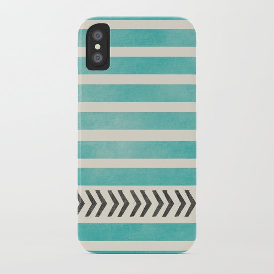 TEAL STRIPES AND ARROWS iPhone Case