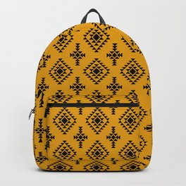 Mustard and Black Native American Tribal Pattern Backpack