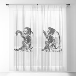Hokusai, Monkey and bee Sheer Curtain