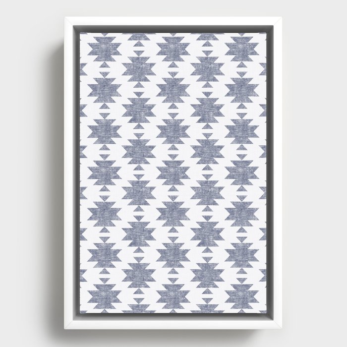 woven aztec - blue Framed Canvas