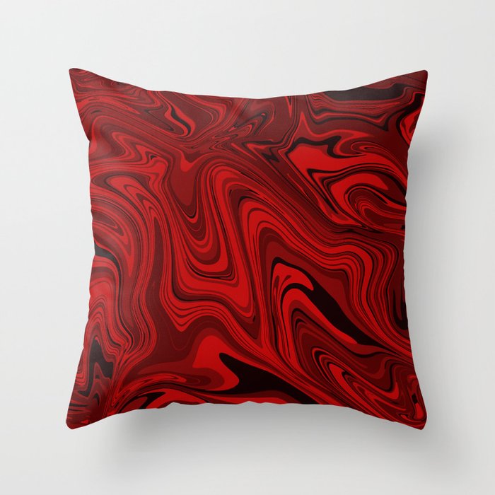 Red liquid art Throw Pillow