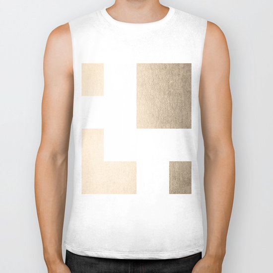 Simply Geometric in White Gold Sands on White Biker Tank