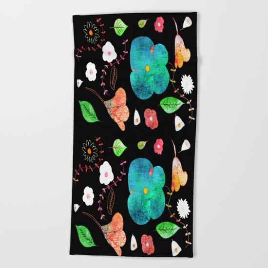 Japaneses midnight garden Beach Towel