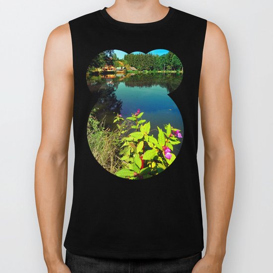 End of summer at the pond Biker Tank