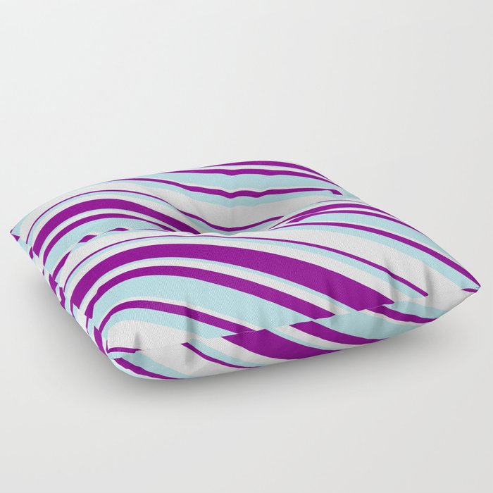 Purple, Powder Blue, and Mint Cream Colored Lined/Striped Pattern Floor Pillow