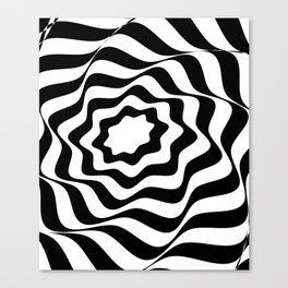 Retro Liquid Swirl Abstract in Black and white Canvas Print