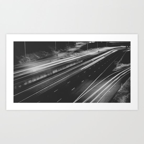 Seattle at Night - Black and White Art Print