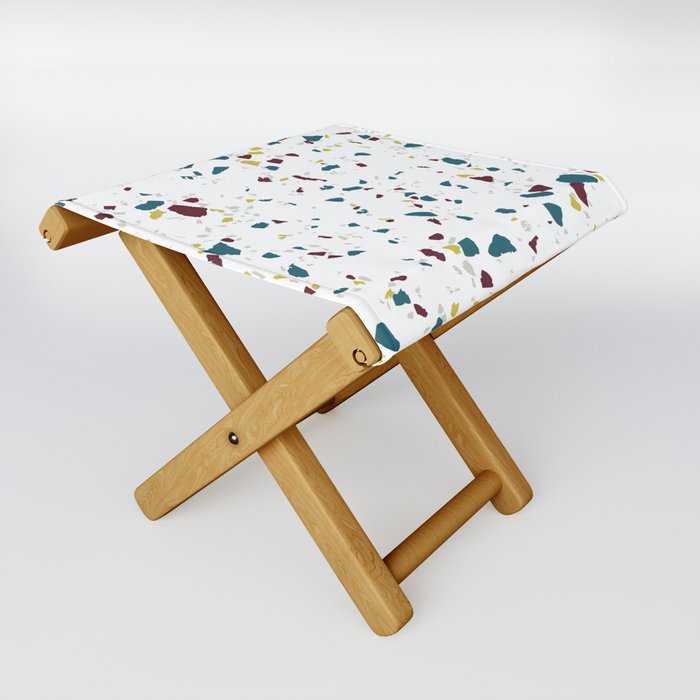 Multicolor Modern Mid Century Terrazzo Folding Stool