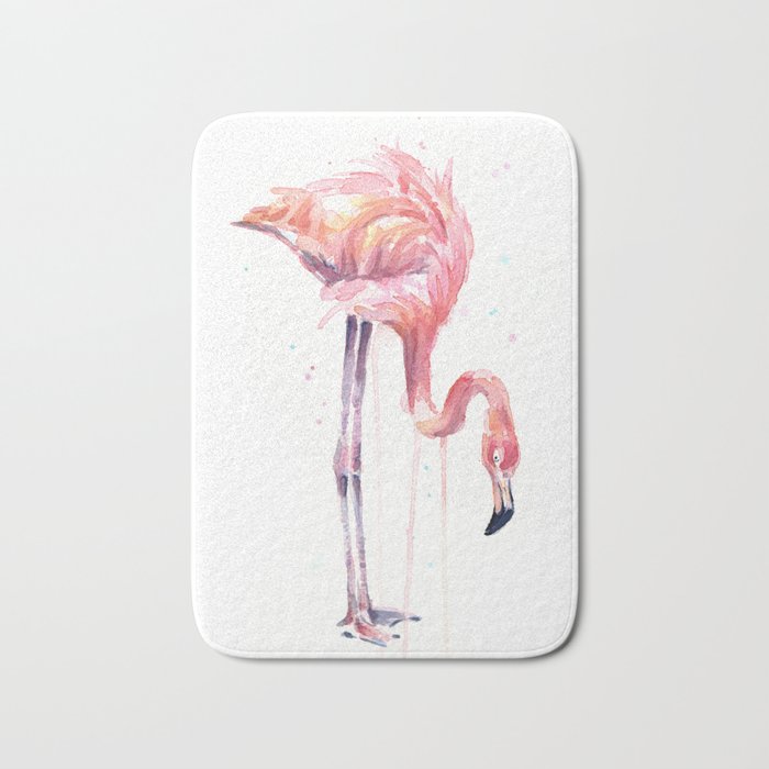 Flamingo Painting Watercolor Bath Mat