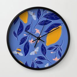 Blue Easy Beezy Lemon Squeezy Wall Clock