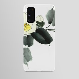 White camellia sumi ink and japanese watercolor painting Android Case