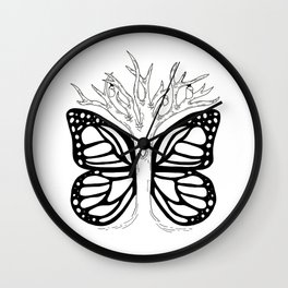 GROWTH Wall Clock | Penandink, Cocoon, Concept, Illustration, Monarch, Black and White, Tree, Drawing, Chrysalis, Blackandwhite 