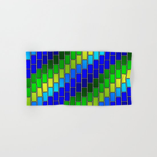 BRICK WALL #2 (Blues, Greens & Yellows) Hand & Bath Towel