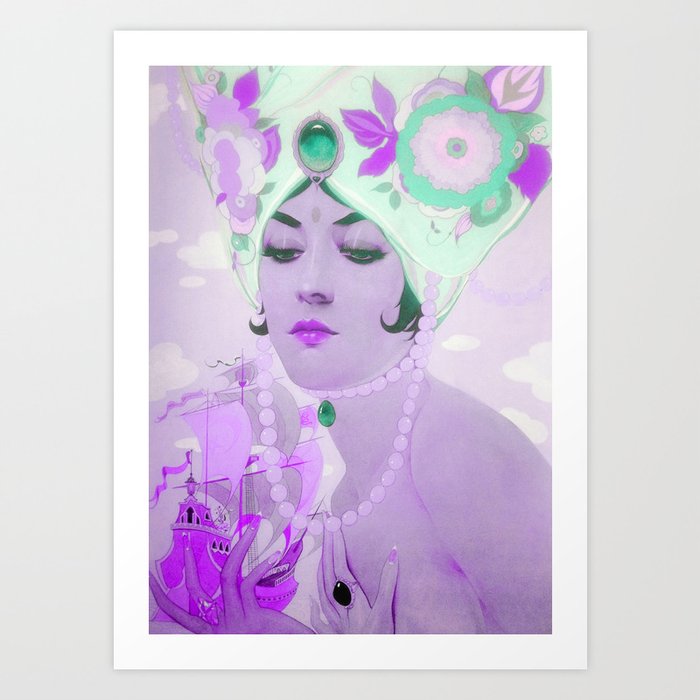 Scheherazade by Alberto Vargas mint purple Art Print