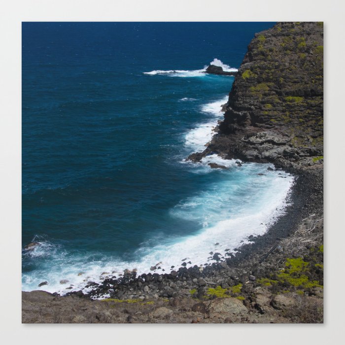 Hawaii Tropical Turquoise Ocean Cove With Bubbly Surf Canvas Print