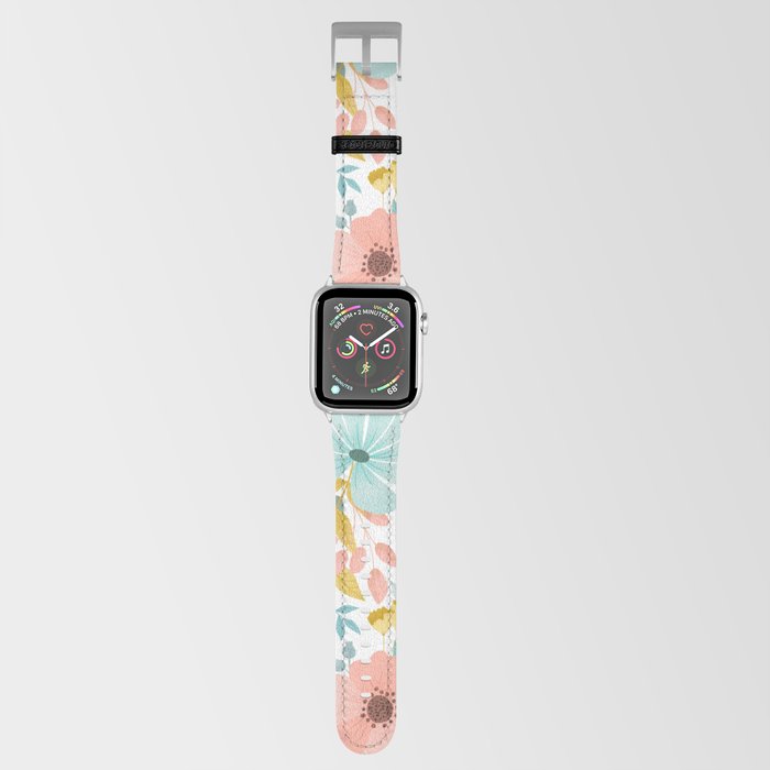 Pink Aqua Yellow Floral  Apple Watch Band