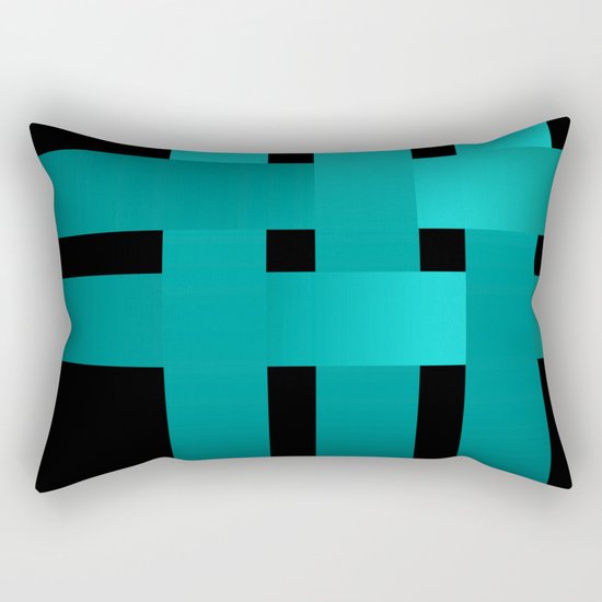 Abstraction .Weave turquoise satin ribbons . Patchwork . Rectangular Pillow