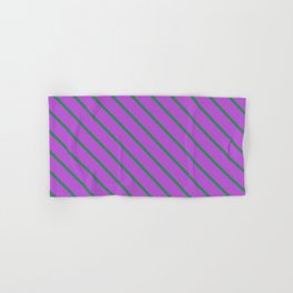 [ Thumbnail: Orchid & Sea Green Colored Lined Pattern Hand & Bath Towel ]