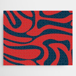 Retro Style Abstract Background - Red and Navy blue Jigsaw Puzzle