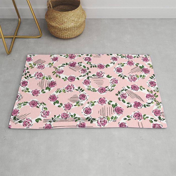 romantic rose pattern oval – countrystyle flowers Rug