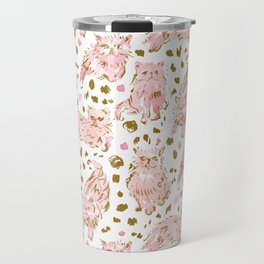 FRED the Kitty Pink Gold Chic Persian Cat Travel Mug