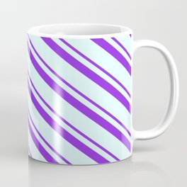 [ Thumbnail: Purple & Light Cyan Colored Lines/Stripes Pattern Coffee Mug ]