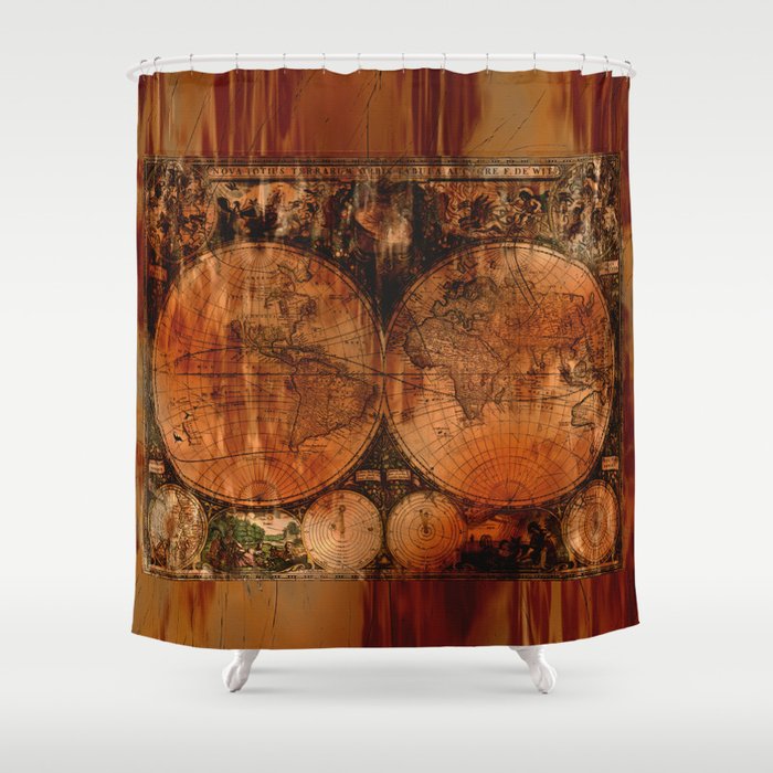 Rustic Old World Map Shower Curtain By Onlinegifts Society6