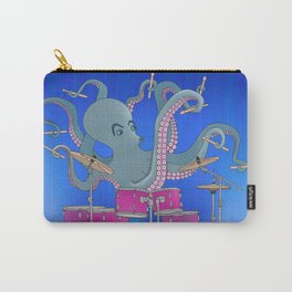 Octopus Playing Drums - Blue Carry-All Pouch