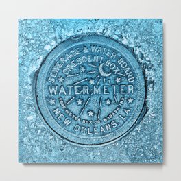 New Orleans Water Meter Louisiana Crescent City NOLA Water Board Metalwork Blue Metal Print | Blue, Celestial, Artwork, Louisiana, Coffeemug, Bedding, Water, Orleans, Moon, Stars 