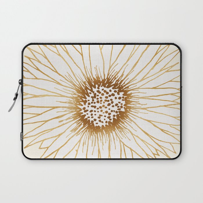Gold Sunflower Drawing Laptop Sleeve