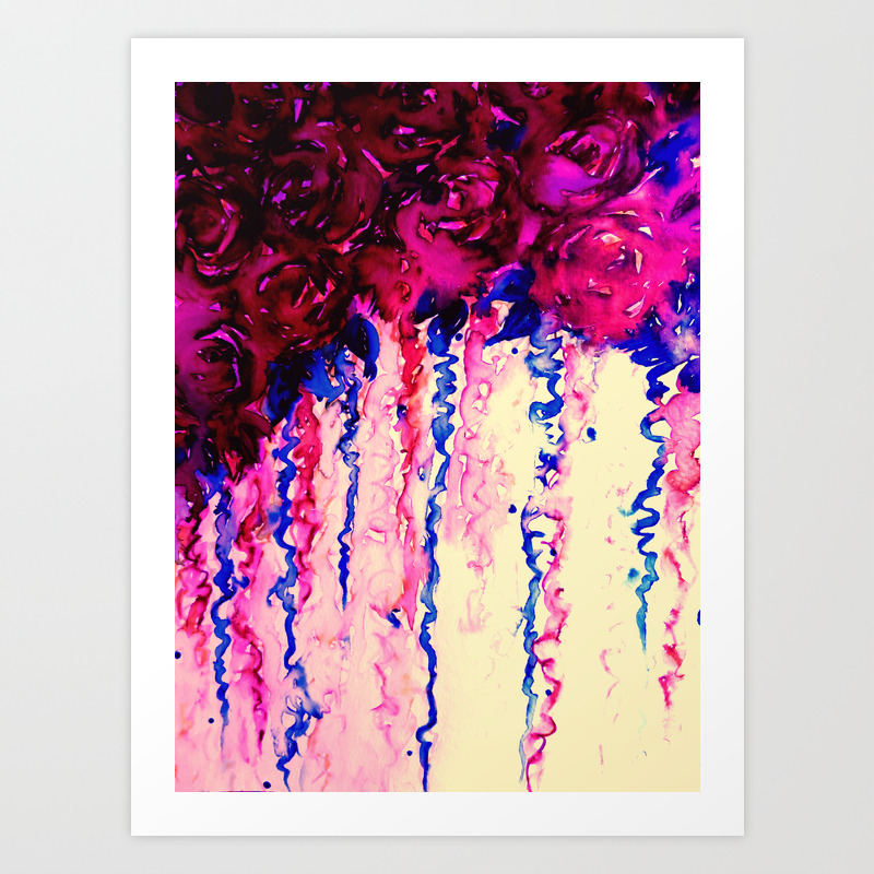 Petals On Parade Oxblood Marsala Red Royal Blue Floral Abstract