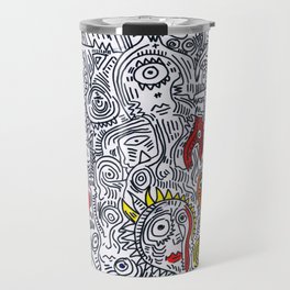 Pattern Doddle Hand Drawn  Black and White Colors Street Art Travel Mug