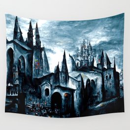 Medieval town in a Dark Fantasy world Wall Tapestry