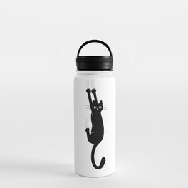 Black Cat Hanging On | Funny Cat Water Bottle