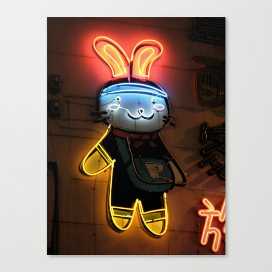 Neon Bunny Canvas Print