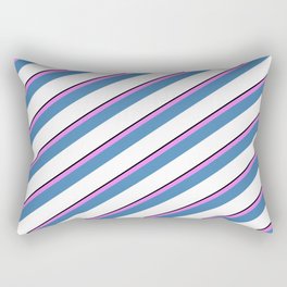 [ Thumbnail: Black, Violet, Blue & White Colored Lines/Stripes Pattern Rectangular Pillow ]