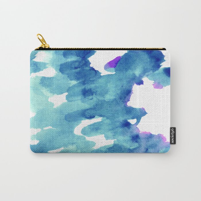 Blue, turquoise water cloud. Colorful watercolor painting Carry-All Pouch