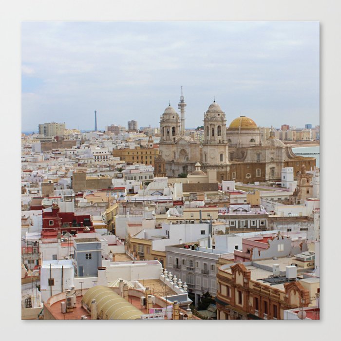 Spain Photography - Overview Over The City Of Cádiz Canvas Print