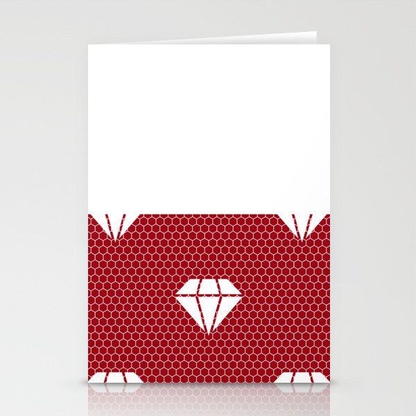 White Diamond Lace Horizontal Split on Christmas Red Stationery Cards