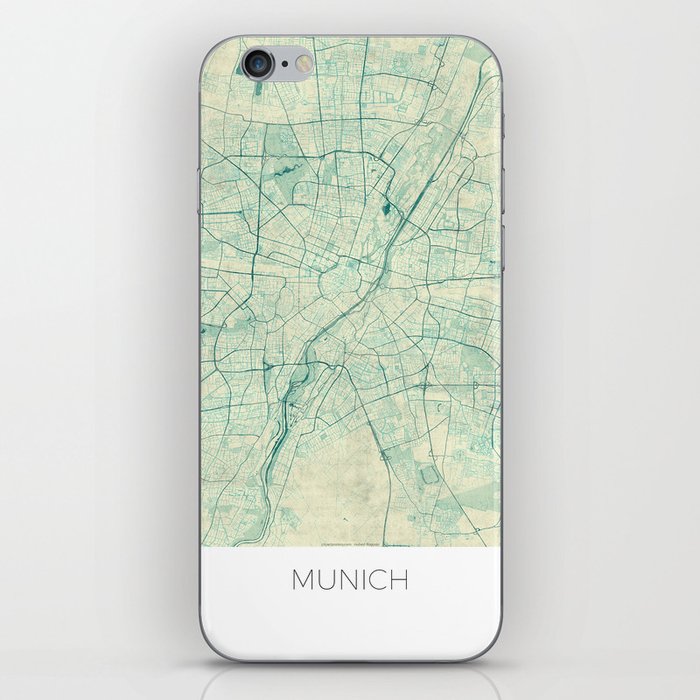 Munich Map Blue Vintage iPhone Skin