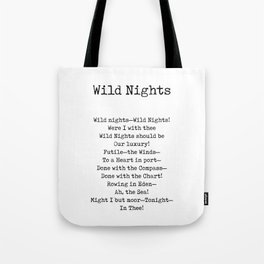 Wild Nights - Emily Dickinson Poem - Literature - Typewriter Print Tote Bag