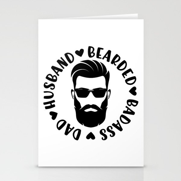 Dad Husband Bearded Badass Stationery Cards