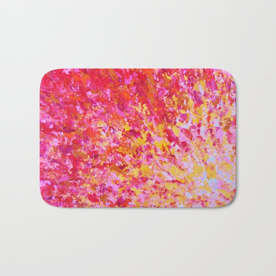 ROMANTIC DAYS - Lovely Sweet Romance, Valentine's Day Sweetheart Pink Red Abstract Acrylic Painting Bath Mat