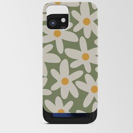 Daisy Time Retro Floral Pattern Sage Green Beige Mustard iPhone Card Case