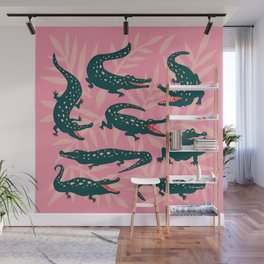 Alligator Collection – Pink & Teal Wall Mural
